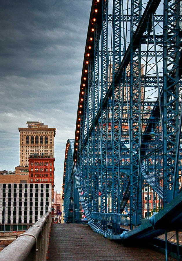 Crossing the Smithfield Street Bridge - Pittsburgh - Color Photograph by Mitch Spence