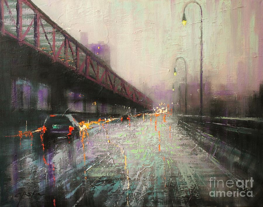 City Painting - Crossing Williams Bridge by Chin H Shin