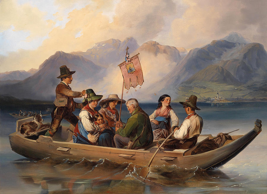 Crossing Wolfgangsee Painting by Johann Matthias Ranftl