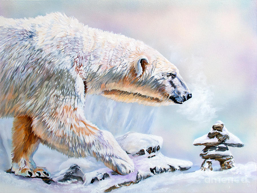 Polar Bear Painting - Crossroads by J W Baker