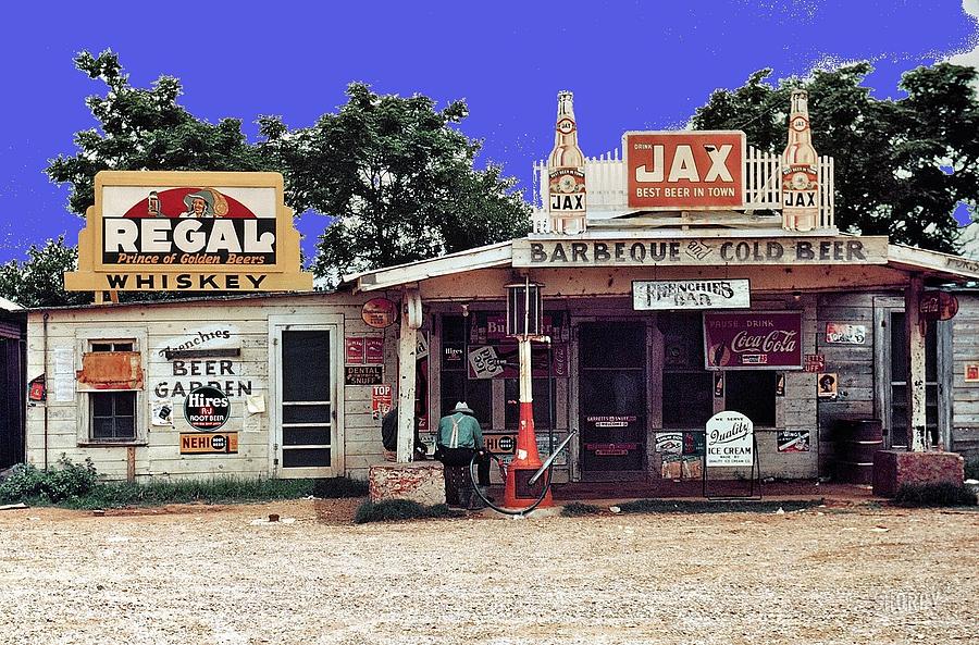 Crossroads store  Marion Post Wolcott  photo FSA Melrose Louisiana color added 2010 Photograph by David Lee Guss