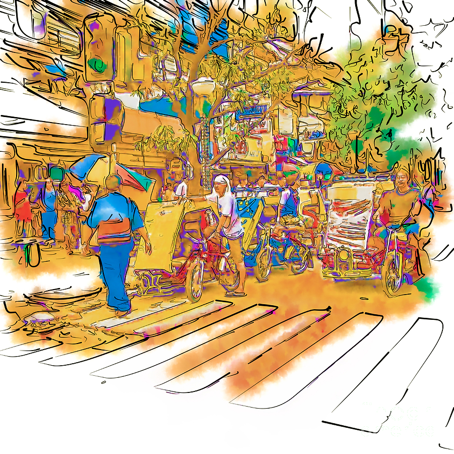 Crosswalk in the Philippines Drawing by Rolf Bertram