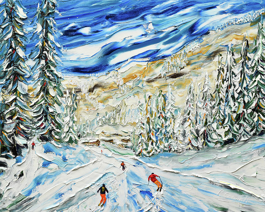 Crot Piste Avoriaz Painting by Pete Caswell