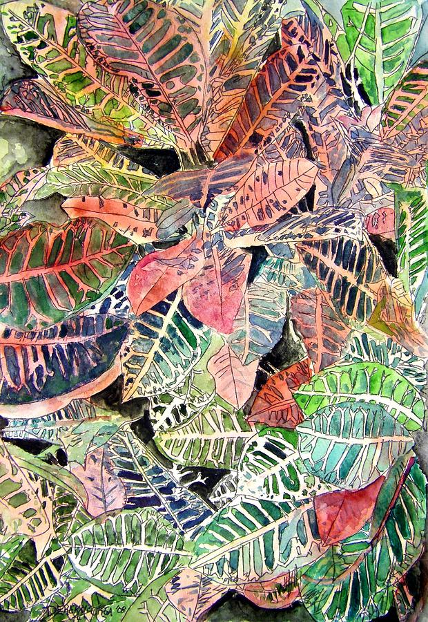 Croton Painting - Croton tropical art print by Derek Mccrea Croton Painting - Croton tropical art print by Derek Mccrea