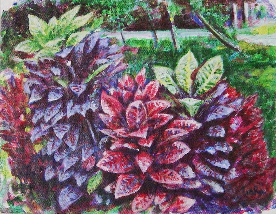 Landscape Painting - Crotons 1 by Usha Shantharam