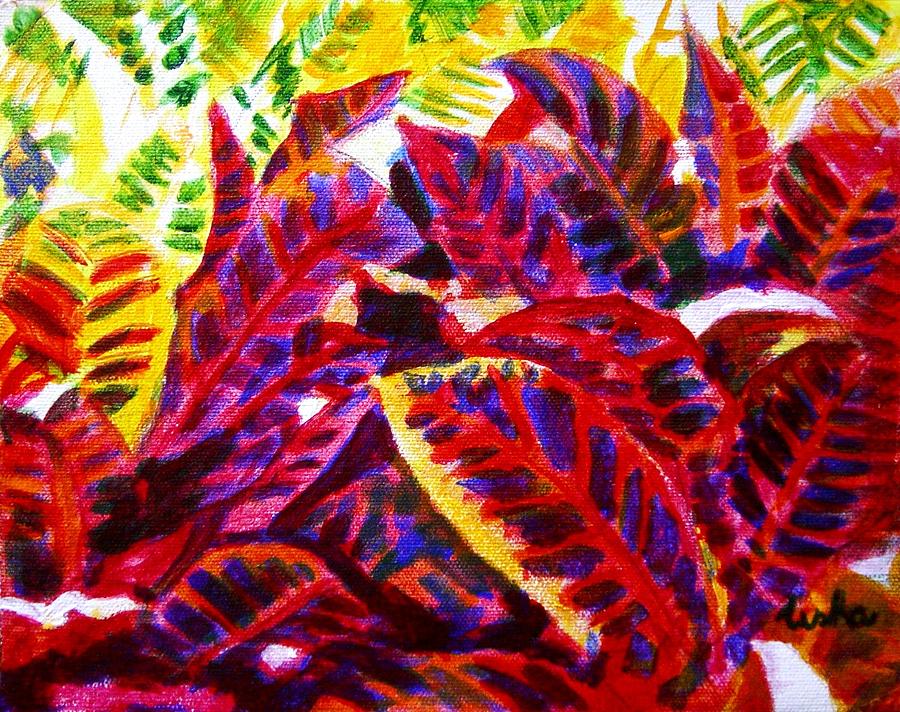 Nature Painting - Crotons Sunlit 1 by Usha Shantharam