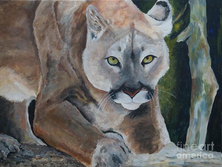 Nature Painting - Crouching Lion by Frankie Picasso