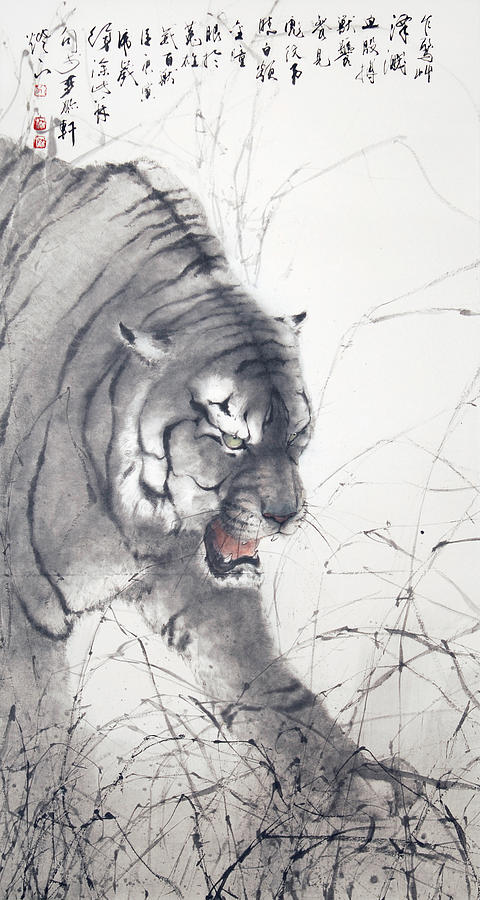 Wildlife Painting - Crouching Tiger by ChiKeung Lo
