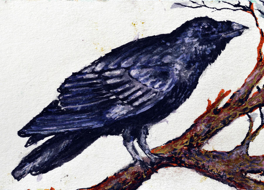 Crow cooos and sees you Painting by Ashleigh Dyan Bayer