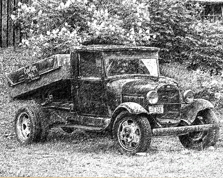 Crow Creek Mine Truck Sketch Drawing by Diane E Berry