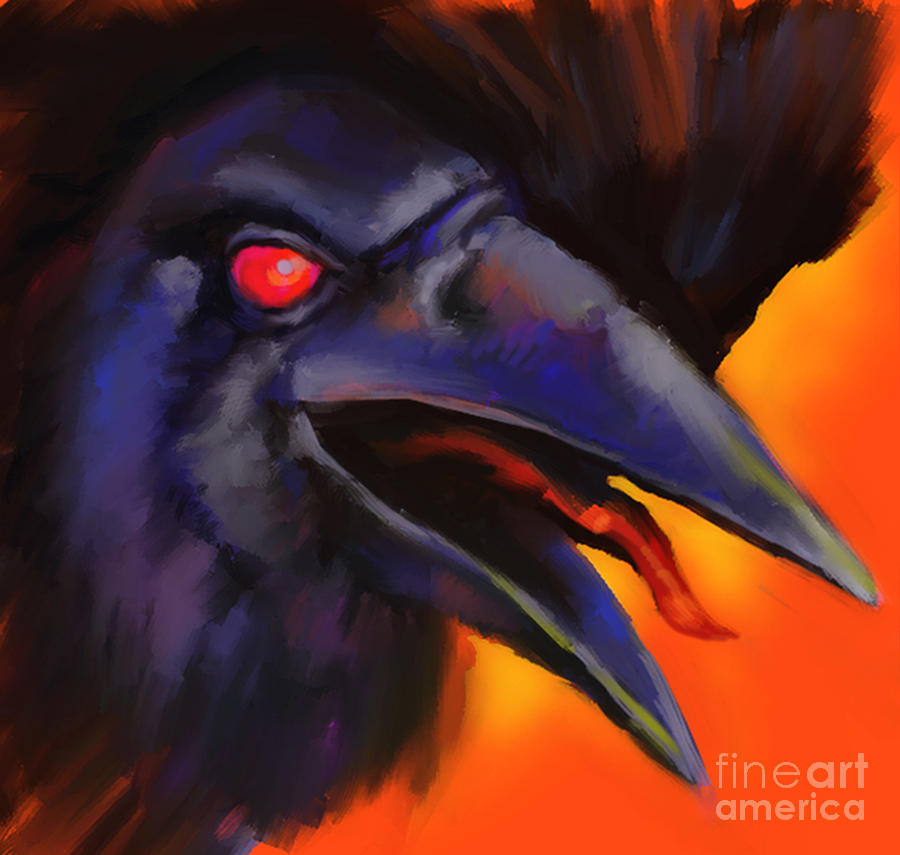 Crow Icon Painting by Robert Corsetti