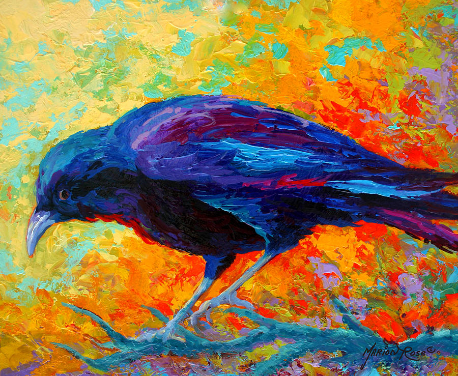 Crow III Painting by Marion Rose