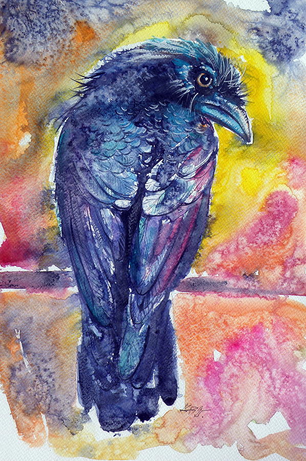Crow in autumn Painting by Kovacs Anna Brigitta