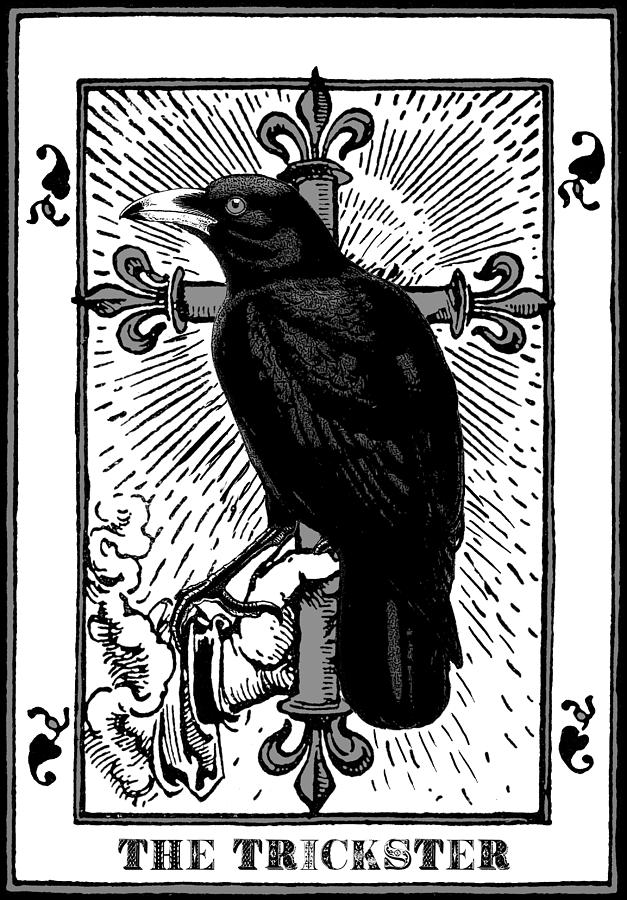Crow Digital Art - Crow Tarot The Trickster  #1 by Sandra McGinley