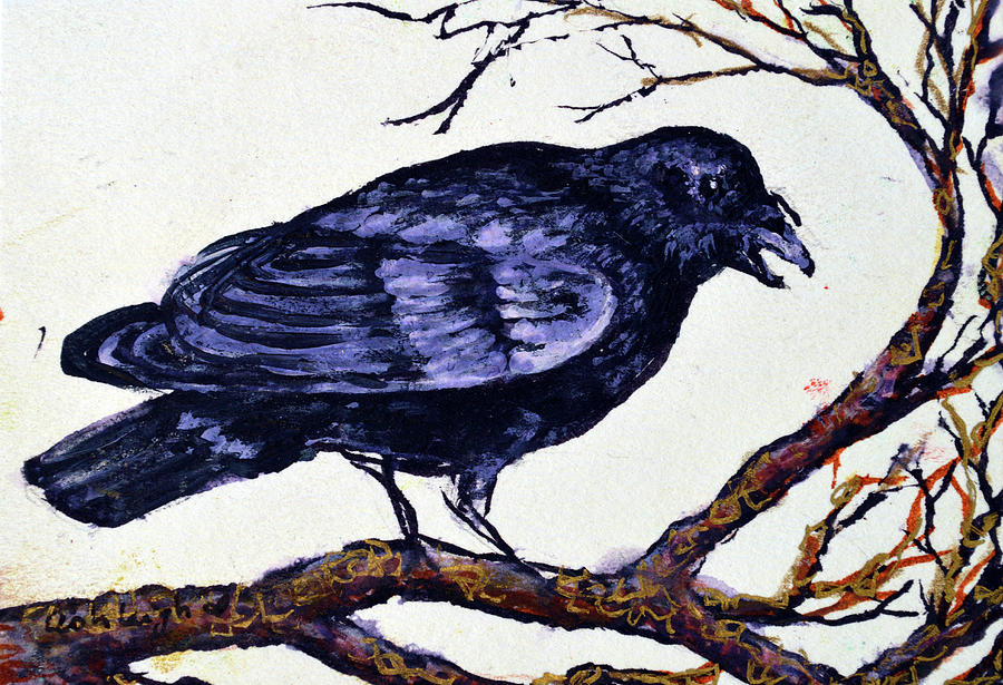 Crow watching over you Painting by Ashleigh Dyan Bayer
