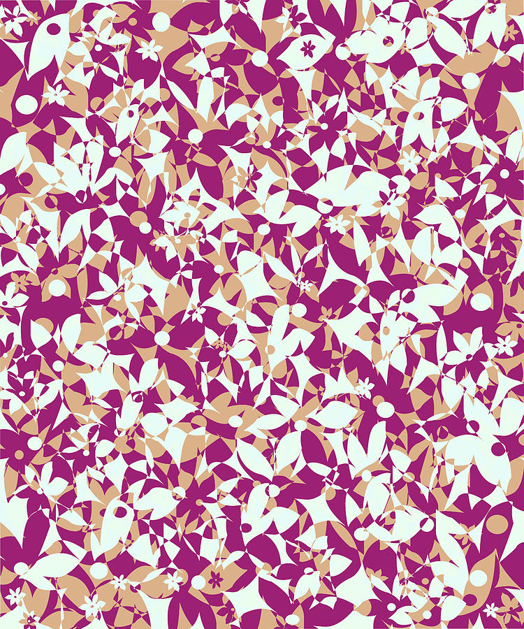 Crowded Flowers - Pink and Beige Digital Art by Shawna Rowe