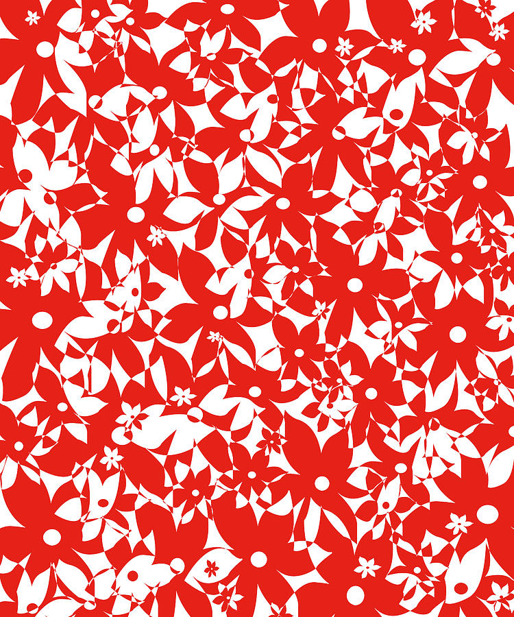Crowded Flowers - Red Digital Art by Shawna Rowe
