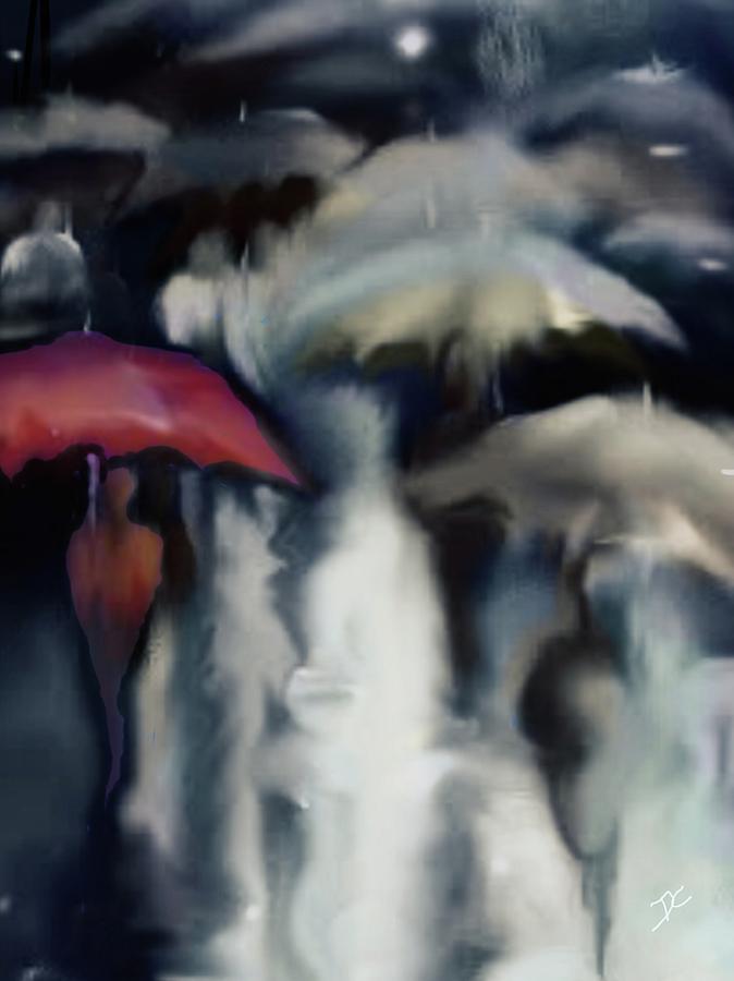 Rain Digital Art - Crowded Rain by Darren Cannell Rain Digital Art - Crowded Rain by Darren Cannell