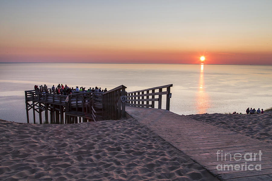 Sunset Photograph - Crowds at Sunset at Sleeping Bear Dunes by Twenty Two North Photography