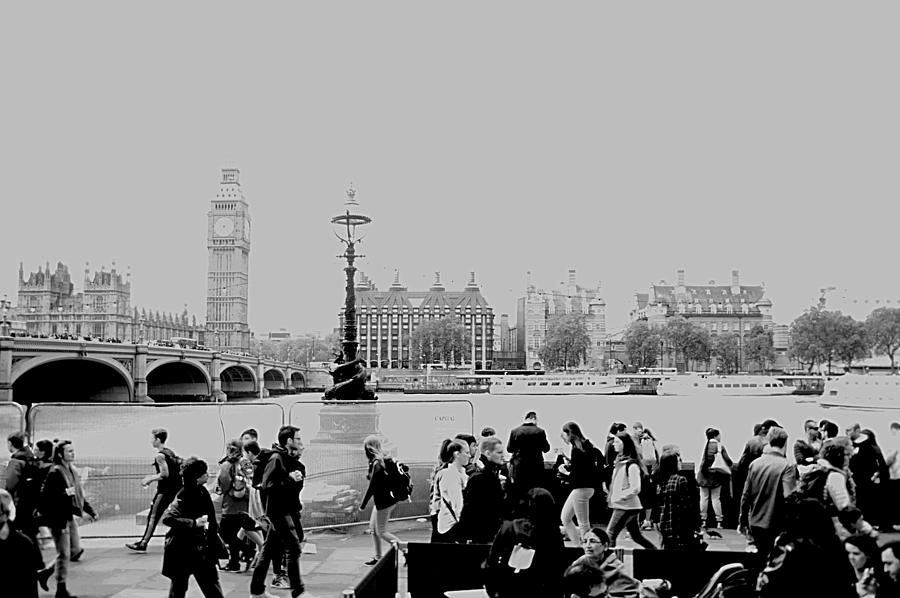 Crowds by the Thames Photograph by Karen McKenzie McAdoo