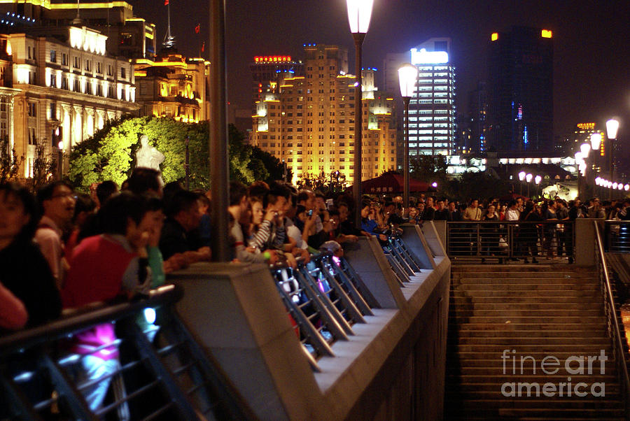 China Photograph - Crowds on the Bund by Rene Fuller
