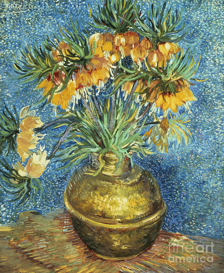 Still Life Painting - Crown Imperial Fritillaries in a Copper Vase by Vincent Van Gogh