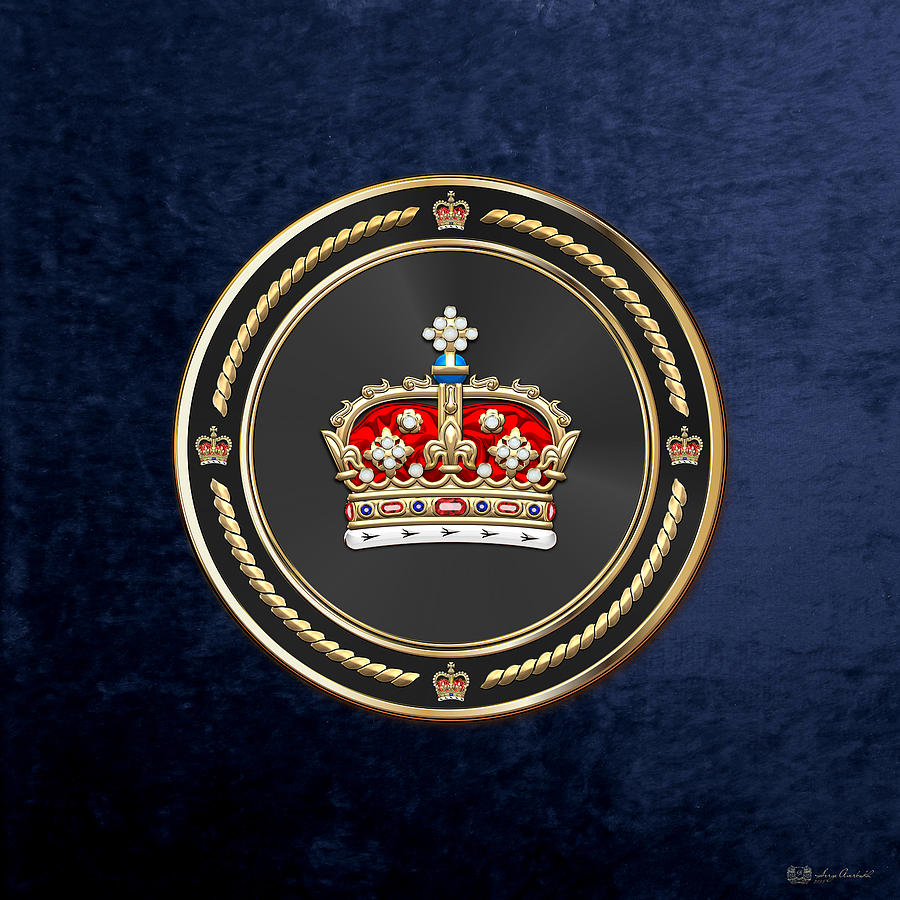 Queen Digital Art - Crown of Scotland over Blue Velvet by Serge Averbukh