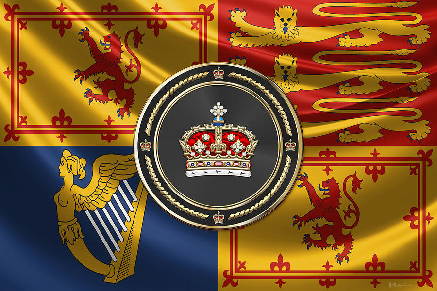 Crown of Scotland over Royal Standard  Digital Art by Serge Averbukh