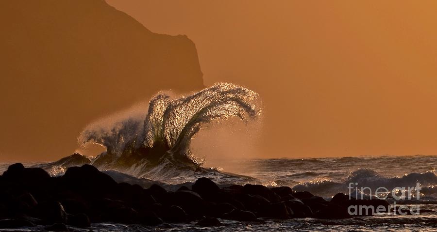 Sunset Photograph - Crown of Waves   Kee Beach   Kauai by Debra Banks