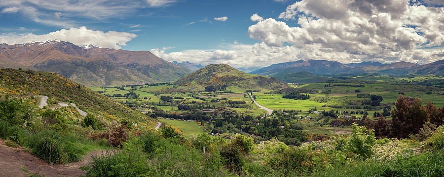 Crown Range Road Viewpoint New Zealand Panorama Photograph by Joan Carroll