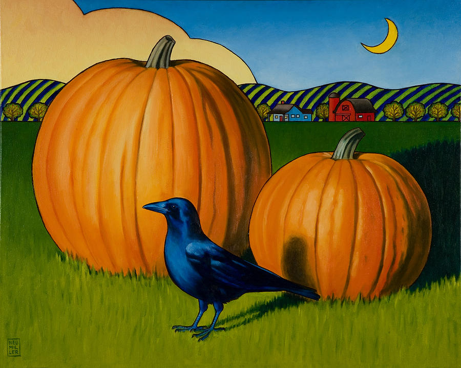Pumpkin Painting - Crows Harvest by Stacey Neumiller