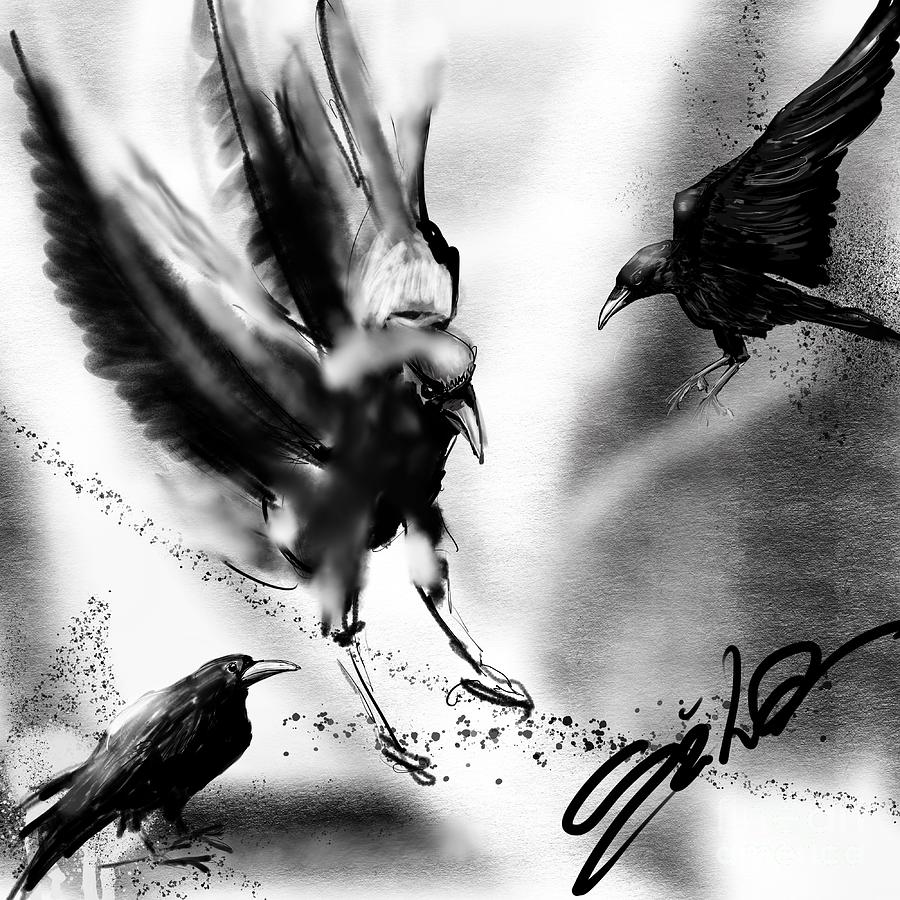 Crows Digital Art by Lidija Ivanek - SiLa