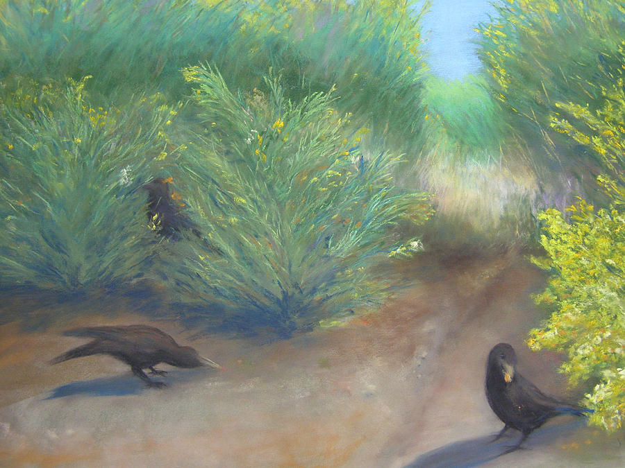 Crows in the Scotchbroom Pastel by Jackie Bush-Turner