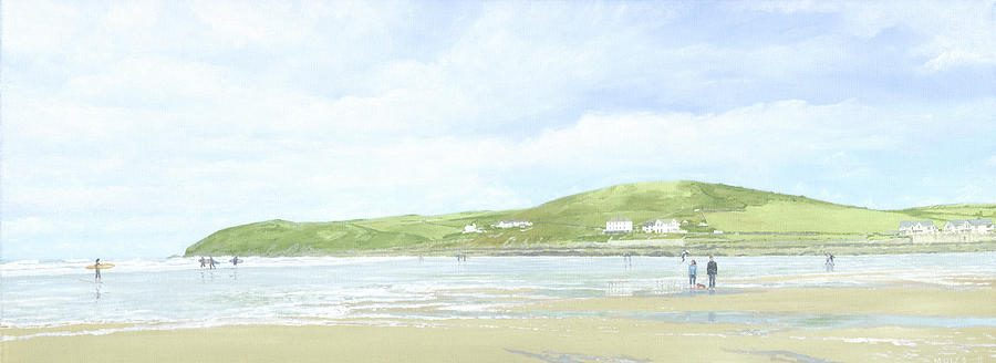 Croyde Beach and Baggy Point Painting by Mark Woollacott