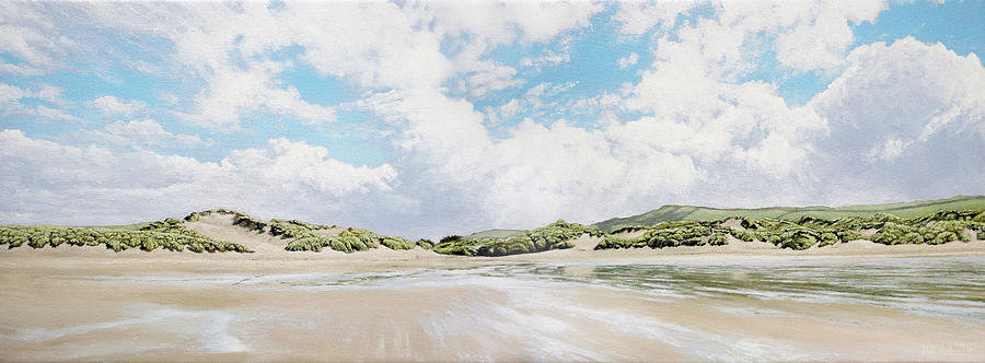 Croyde Beach and Sand Dunes Painting by Mark Woollacott