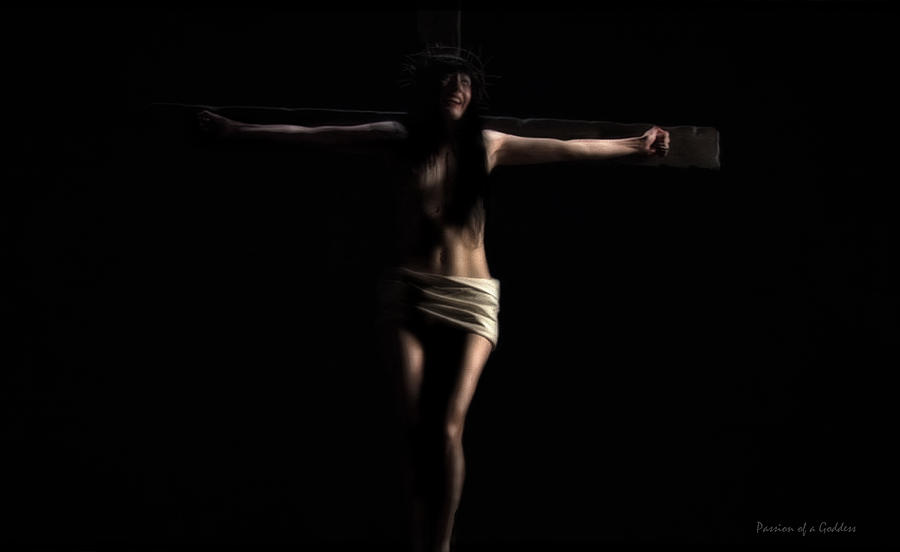 Darkness Digital Art - Crucified in the darkness I by Ramon Martinez