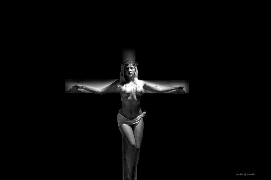 Inspirational Photograph - Crucified woman in dark IV by Ramon Martinez