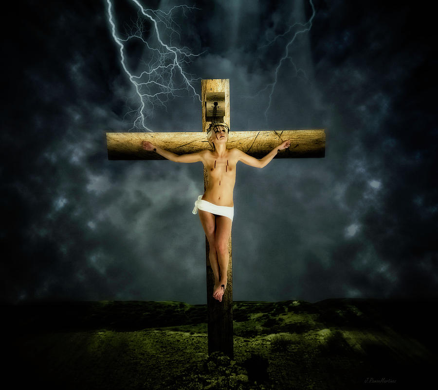 Landscape Photograph - Crucifix and landscape by Ramon Martinez