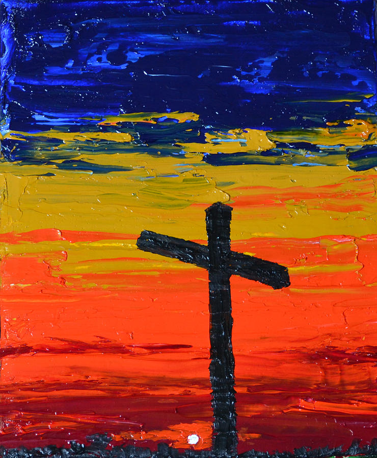 Crucifix at sunset Painting by Drew Enderlin - Fine Art America