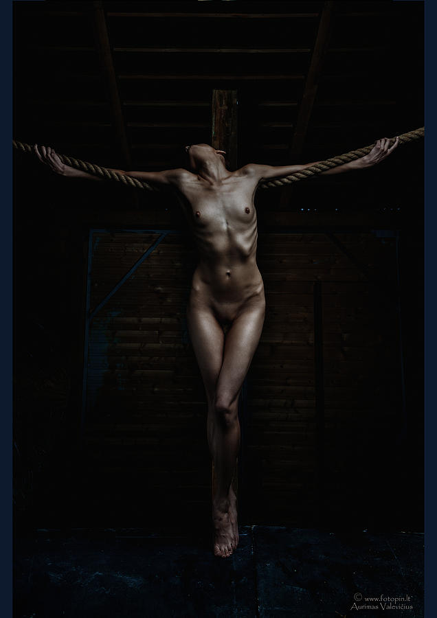 Nude Photograph - Crucifix by Aurimas Valevicius