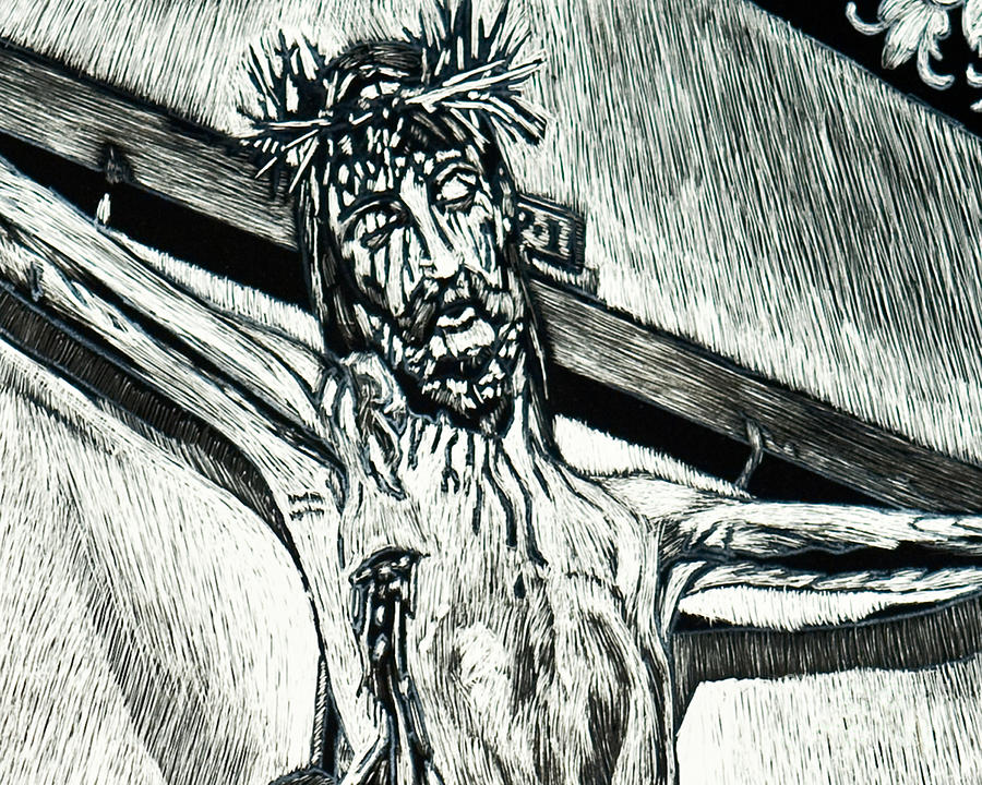 Crucifix, Coricancha Peru - I Thirst - LWCPI Painting by Lewis Williams OFS