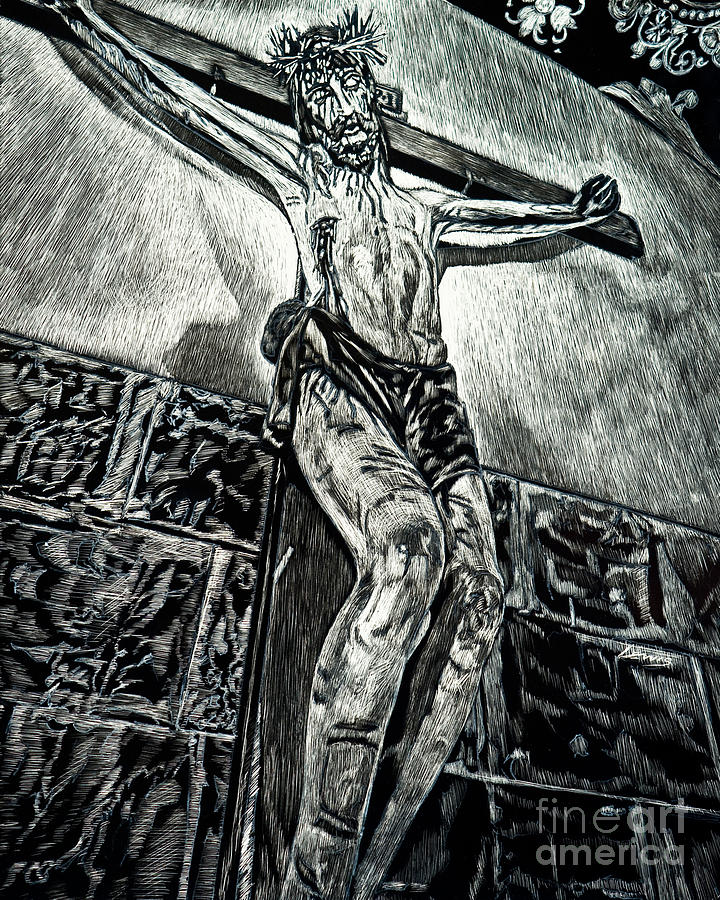Crucifix, Coricancha, Peru - LWCCP Painting by Lewis Williams OFS