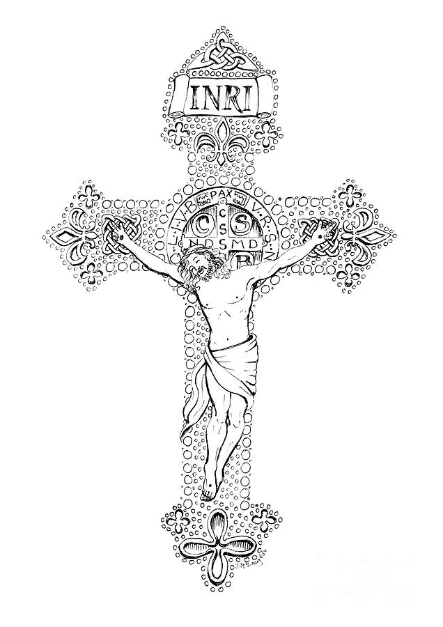 crucifix pencil drawing