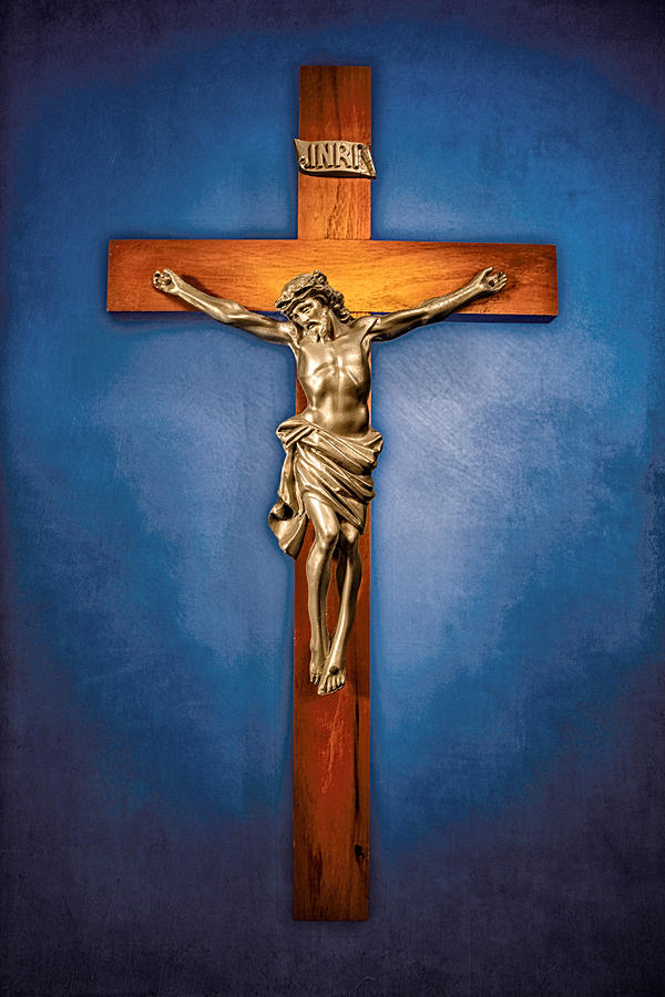 Easter Photograph - Crucifix on Blue by YoPedro