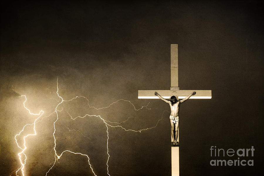 Crucifixion of Jesus - Sepia Print Photograph by James BO Insogna