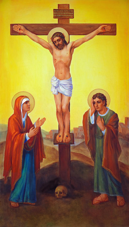 Crucifixion of Jesus Christ - Golgotha  Painting by Svitozar Nenyuk