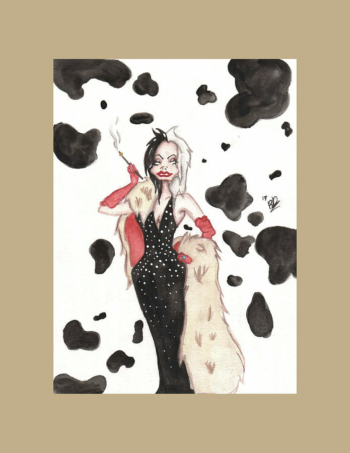 Cruella De Vil / Beige Painting by Rebecca Driggers