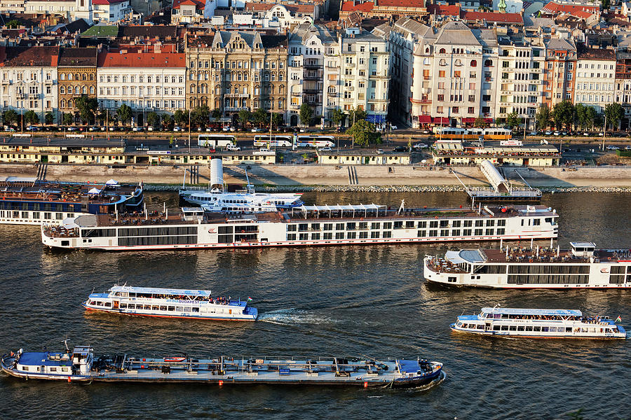 Cruise Boats on Danube River in Budapest Photograph by Artur Bogacki