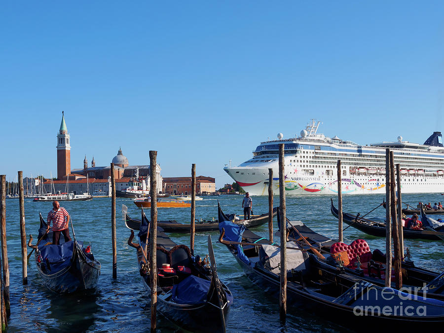 Cruise ship in St Marks Basin Venice Photograph by Louise Heusinkveld