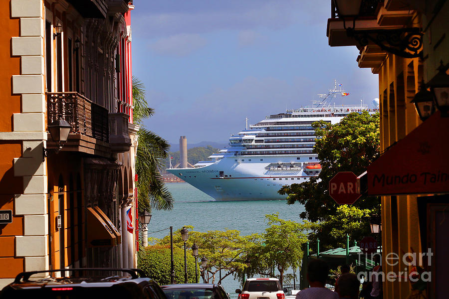 Cruise ship passes by Old San Juan Photograph by Steven Spak